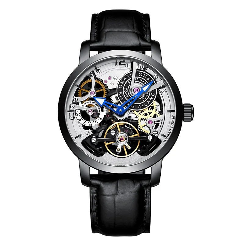 3 AILANG дизайн часы Автоматические турбийон наручные часы для мужчин montre homme механические кожаные пилот дайвер Скелет - Цвет: 3