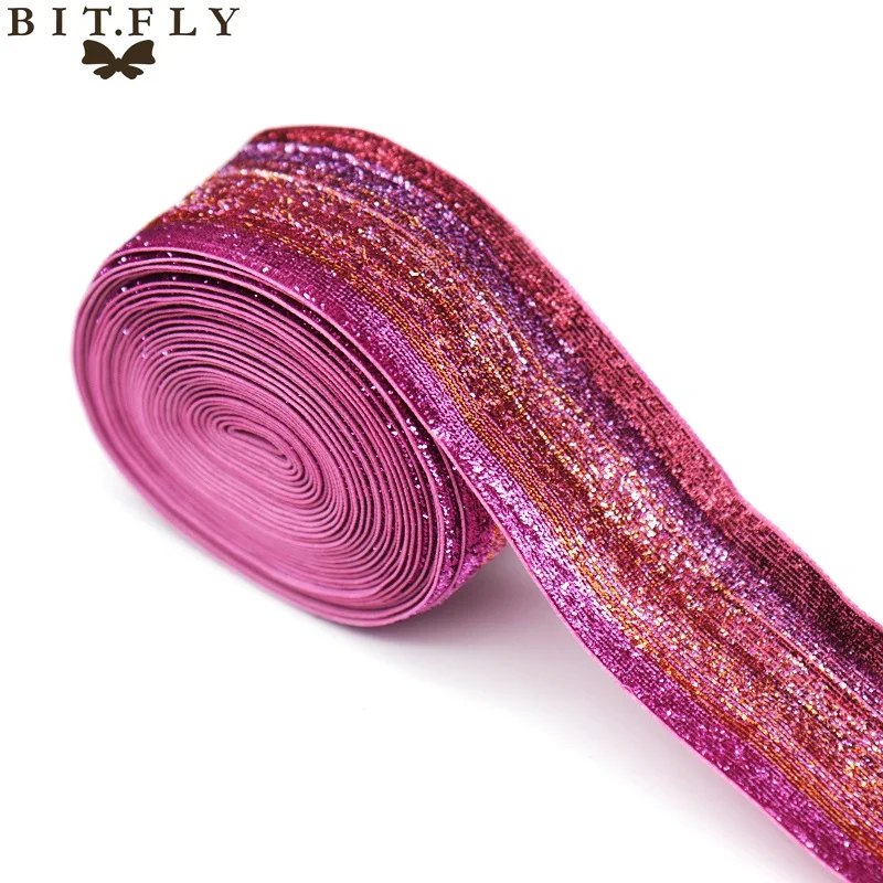 A Бит. FLY 5 ярдов 38 мм блестящая бархатная лента для свадебной вечеринки Рождественское украшение ручной работы подарочная упаковка для девочек DIY бантик для волос - Цвет: A