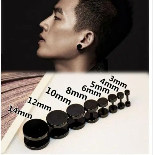 Серьги гвоздики 3 мм ~ 14 панк черный круг мужские Модные украшения крутые серьги