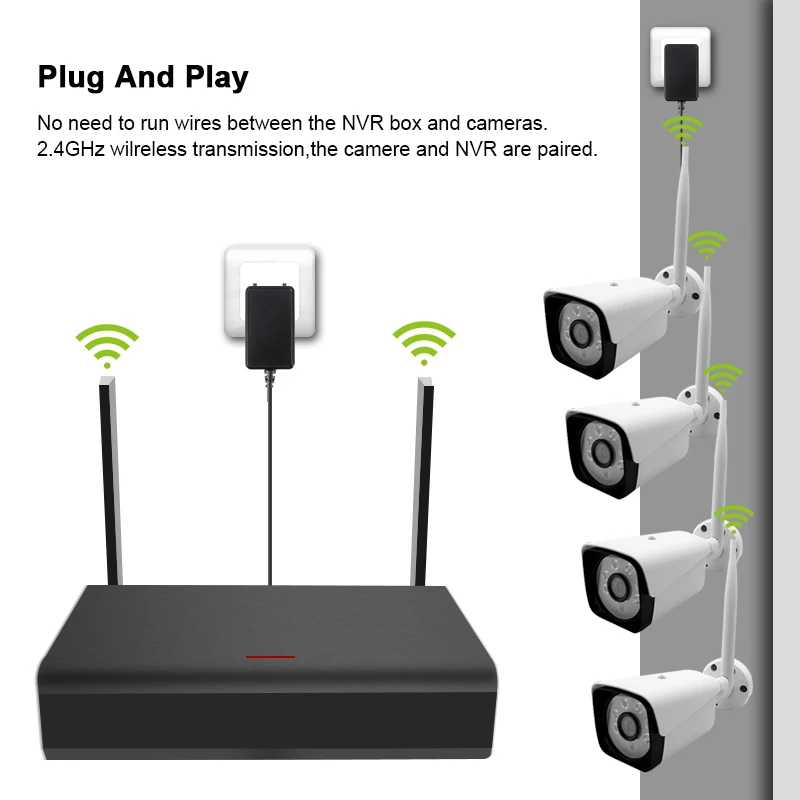 4-канальная система видеонаблюдения 1080P HD AHD CCTV DVR 4 шт. ИК камера безопасности беспроводная WiFi камера видеонаблюдения Комплект Открытый водонепроницаемый домашний