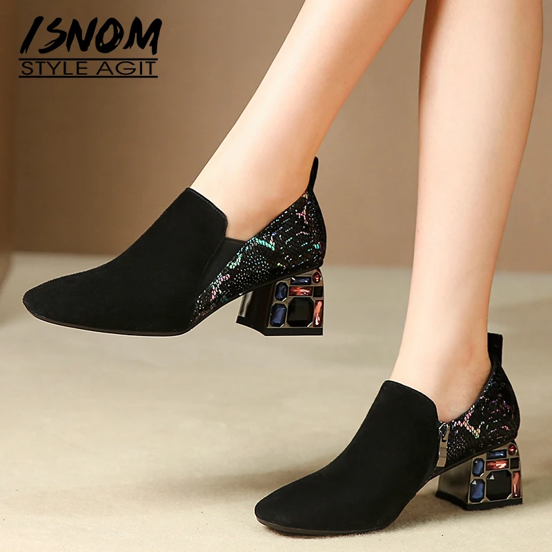 Женские туфли-лодочки из овечьей кожи ISNOM разноцветные туфли на высоком каблуке с