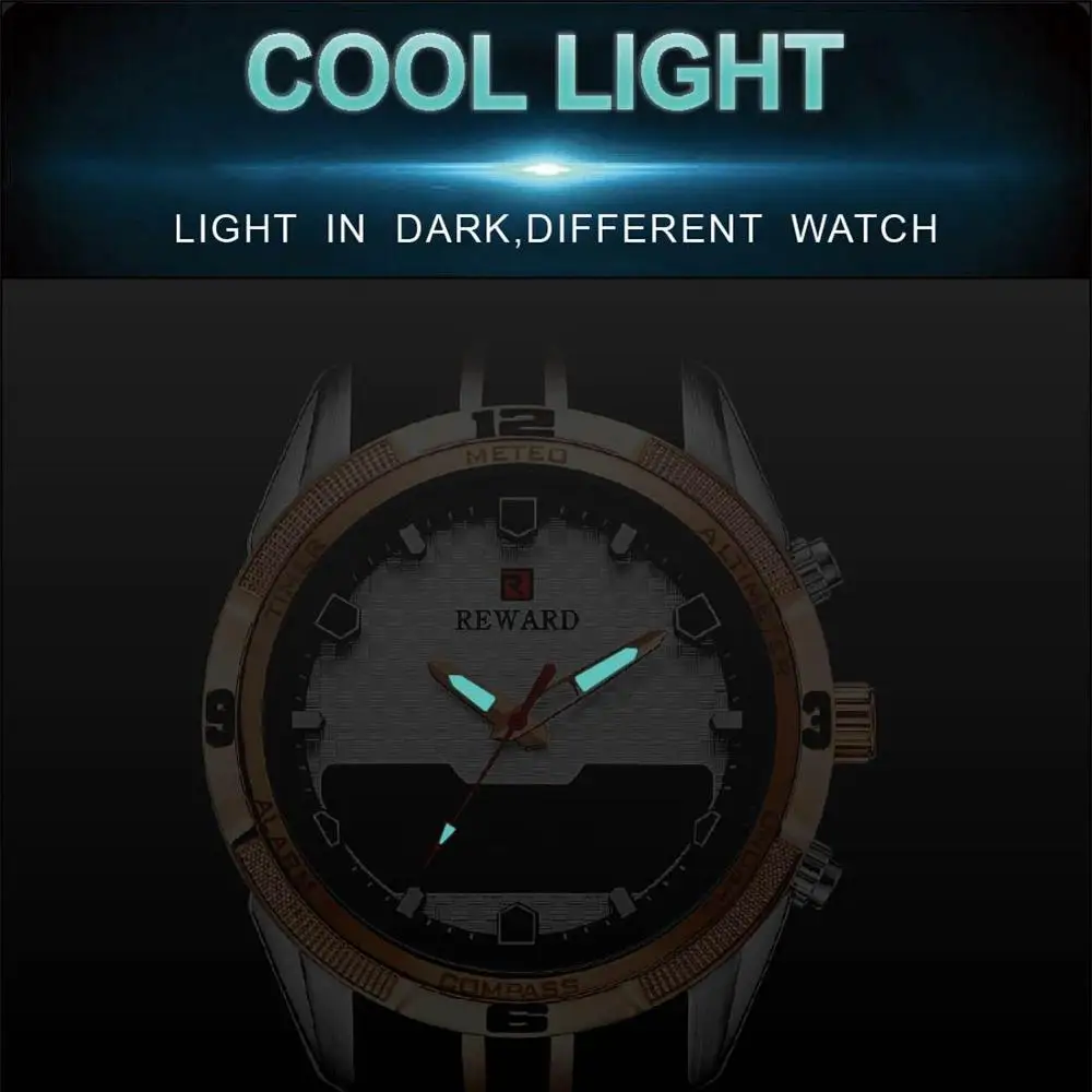 Награда люксовый бренд Мужские наручные часы кварцевые светодиодные спортивные