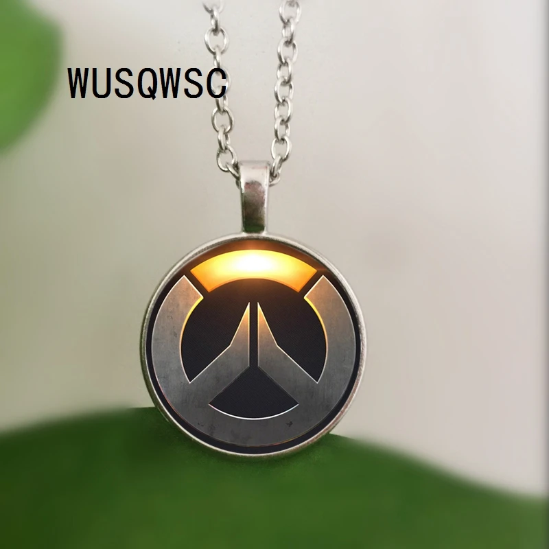 WUSQWSC 2018 поп-игра серии OW цепи ожерелье логотип Overwatch с угрюмой жнец стекло