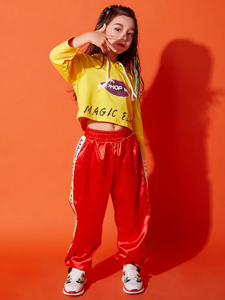 

Новые Детские джазовые танцевальные костюмы, женский пуповидный хип-хоп комплект для девочек в стиле хип-хоп, праздничная одежда для выступ...