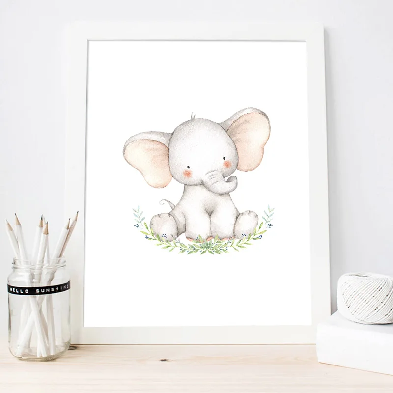 Настенная картина для детской комнаты постер на холсте с принтом слона животное