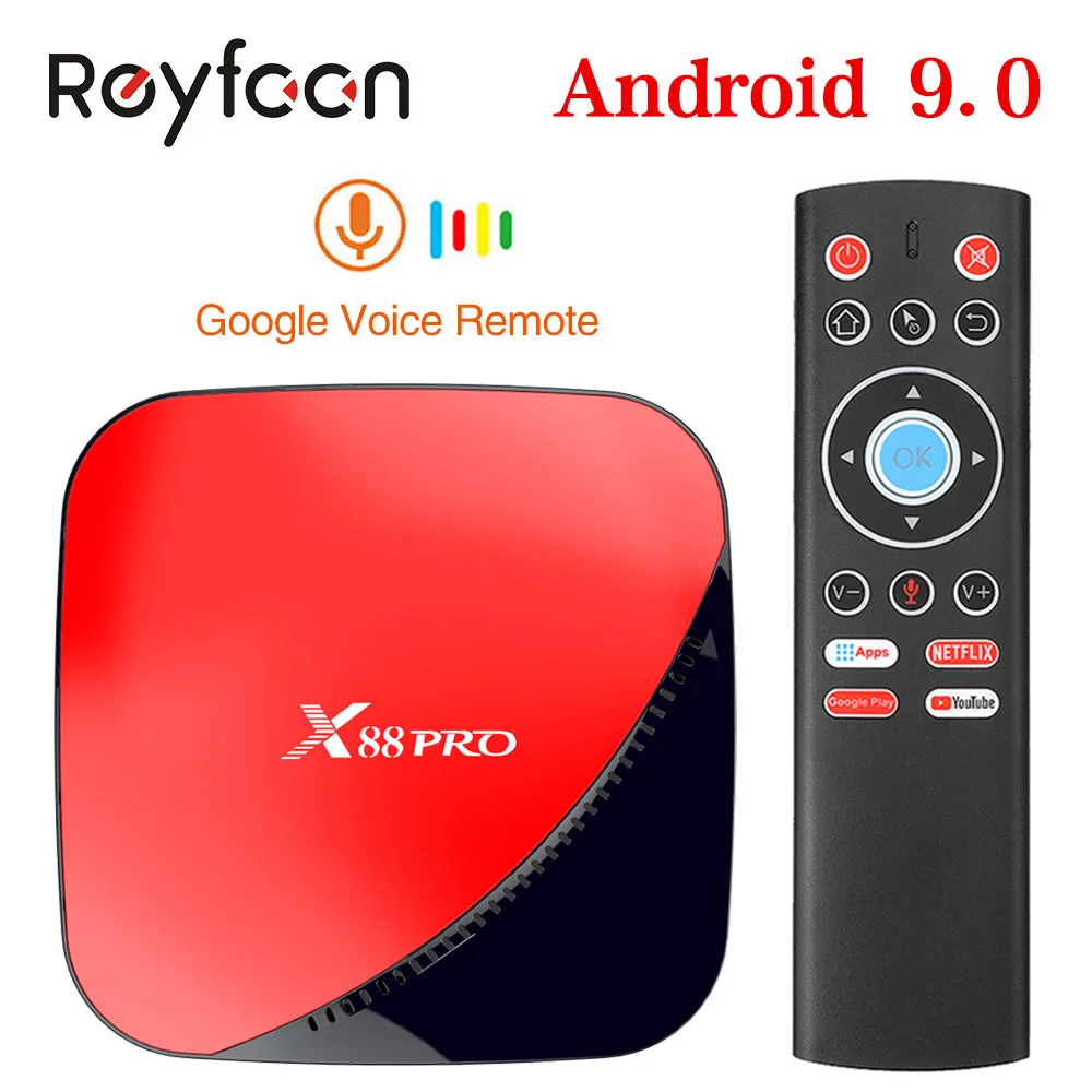 X88 pro Android 9,0 Smart ТВ коробка, 4 ГБ, 64 ГБ, с двумя камерами, процессор Rockchip RK3318 восемь ядер 5G Wi-Fi 4 K HD Декодер каналов кабельного телевидения медиа-проигрыватель google YouTube