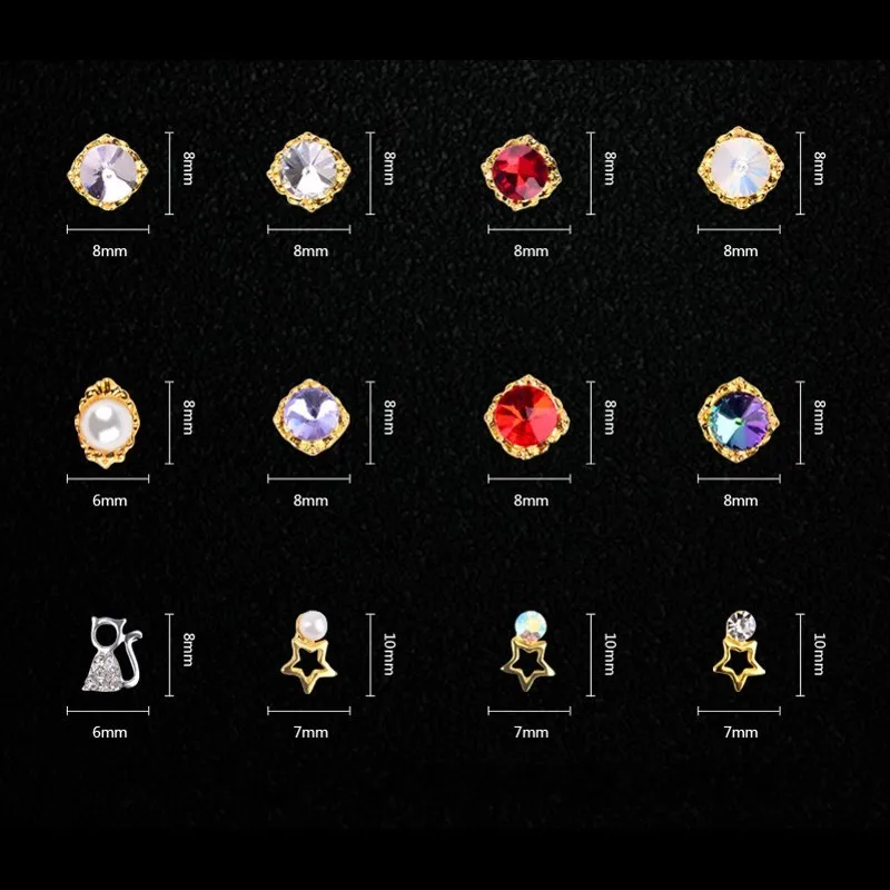 12 шт./круг подвески для ногтей квадратной формы|Стразы и украшения| |