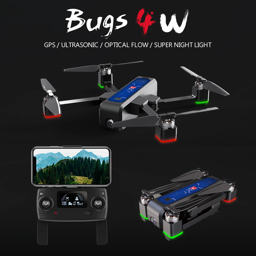 Складной Дрон MJX Bugs 4 Вт B4W GPS с HD камерой 2K функция стабилизации 25 минут полета