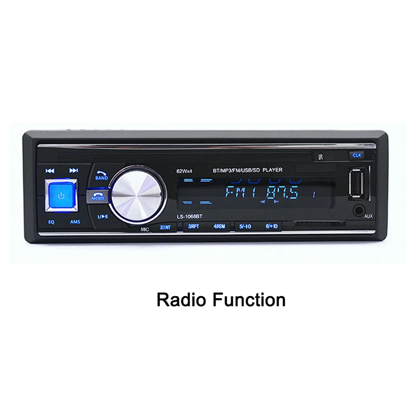 Автомагнитола стереопроигрыватель с Bluetooth AUX MP3 FM/USB/1 Din/пультом дистанционного