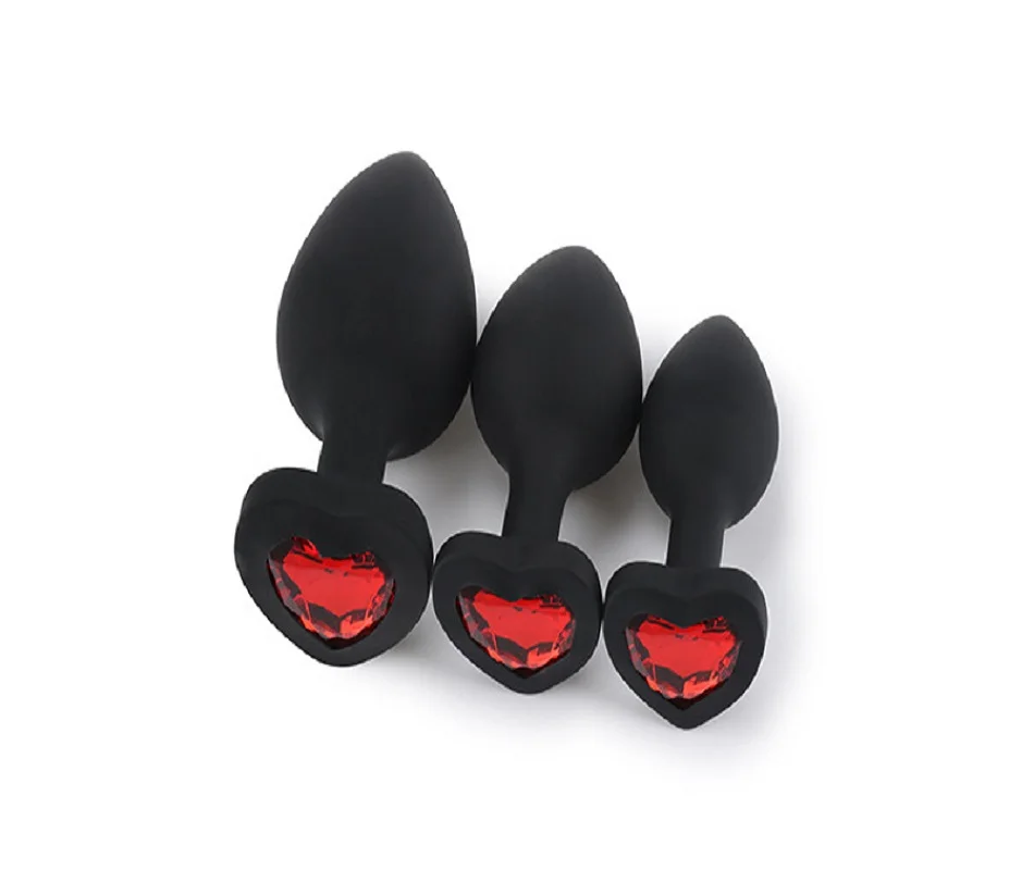 3pcs as 1 set Large medium small new heart silicone anal plug beads butt jewelry insert gay anus sex toys for men women | Красота и