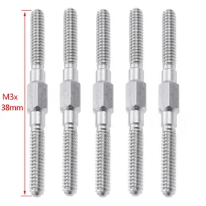 5 шт.лот M3 X 1,5 дюйма (38 мм) Basher, Двойная резьба, конец, плотный стальной Push-Rod Hex CW  CCW Для радиоуправляемых автомобилей, самолетов
