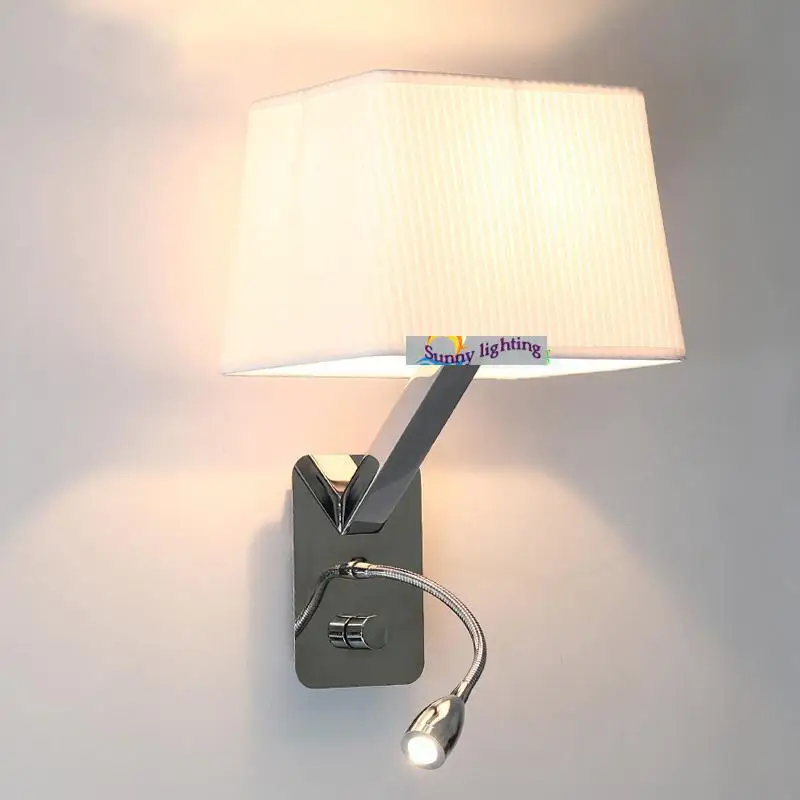 Гостиничные прямоугольные настенные светильники тканевый абажур для спальни