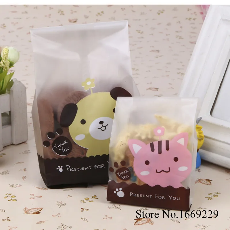 20 шт./лот с милой собачкой пластиковый пакет для еды Подарочная сумка Конфеты