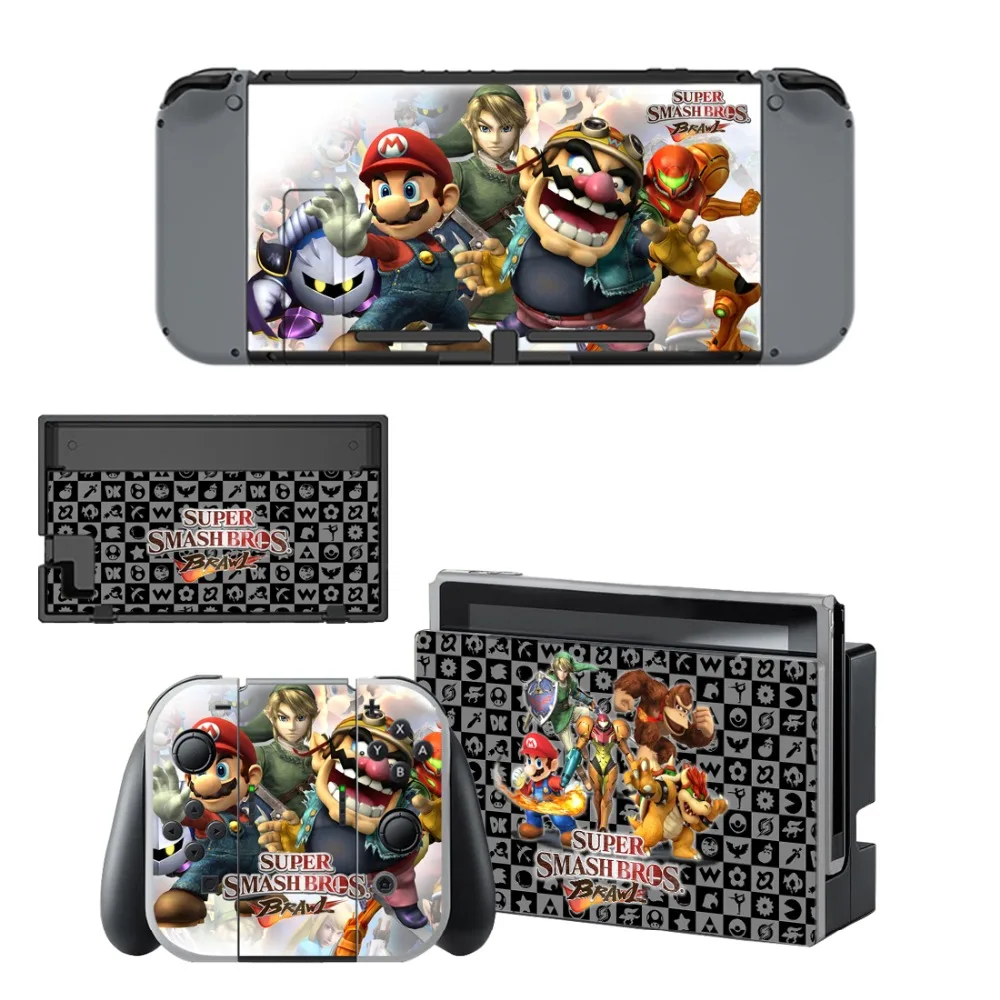 Супер Smash Bros Виниловая наклейка для защиты кожи Nintendo Switch NS консоль + контроллер