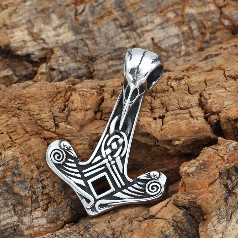 Скандинавский Викинг из нержавеющей стали Ворон череп Тор молоток Mjolnir кулон