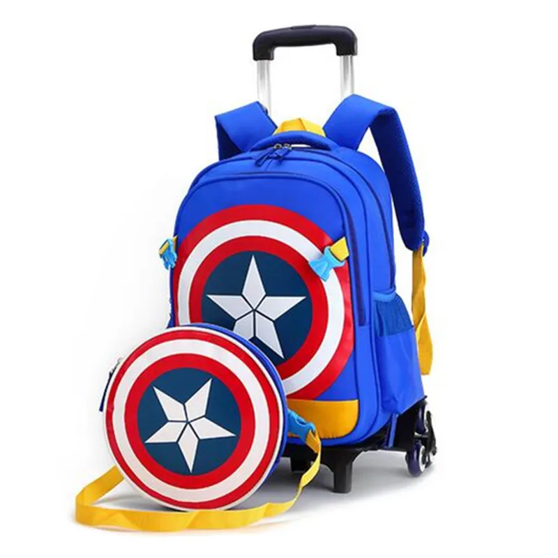 Капитан Америка дети тележки школьные рюкзаки для девочек мальчиков мультфильм