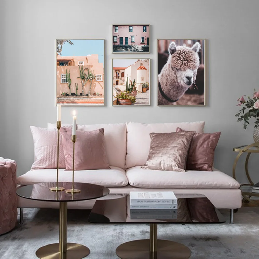 Постеры и принты домик альпака настенные картины на холсте в скандинавском стиле