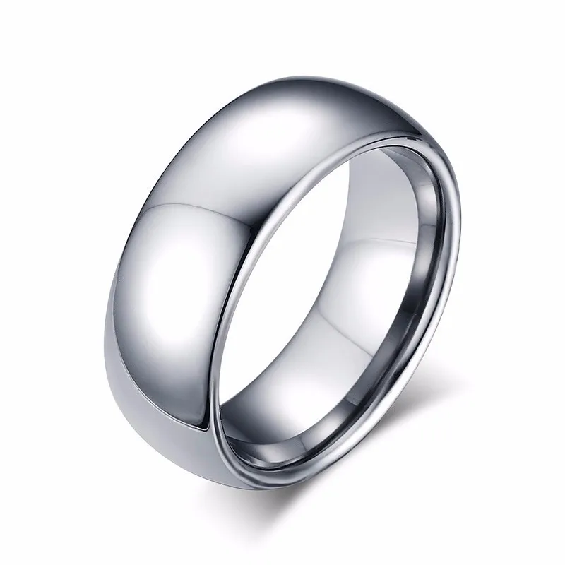 Silver tone Классический вольфрамовый Карбид 8 мм Мужской полированный Купол Обручальное кольцо для мужчин Обручальное ювелирное изделие в золоте, серебре, розовом золоте тон - Цвет основного камня: Silver tone