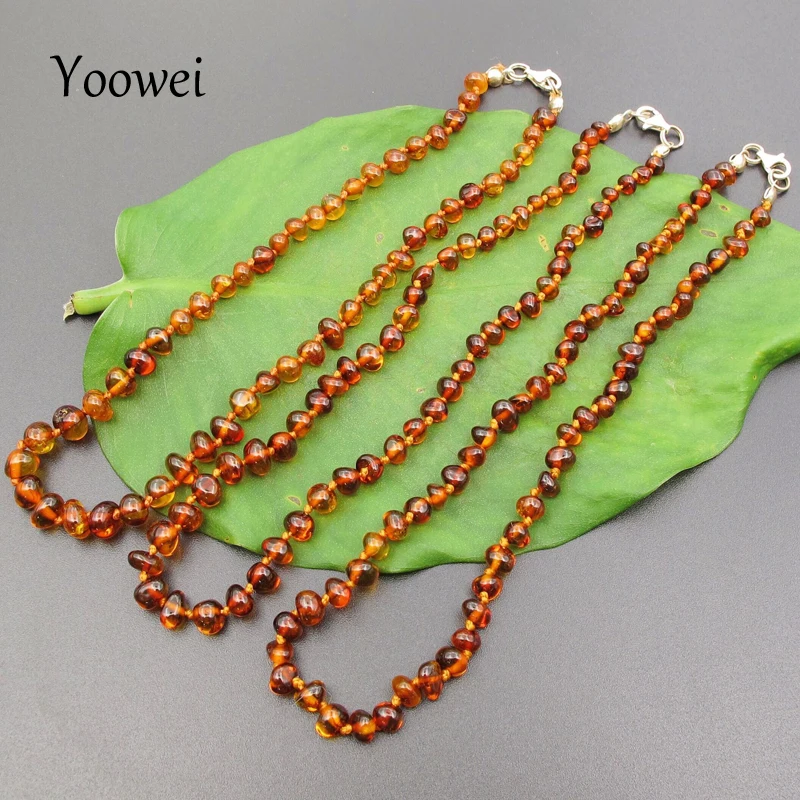

Yoowei Baby Amber Teething Necklace for Gift Baltic Amber Beads S925 Silver Handmade Original Natural Amber Jewelry Wholesale