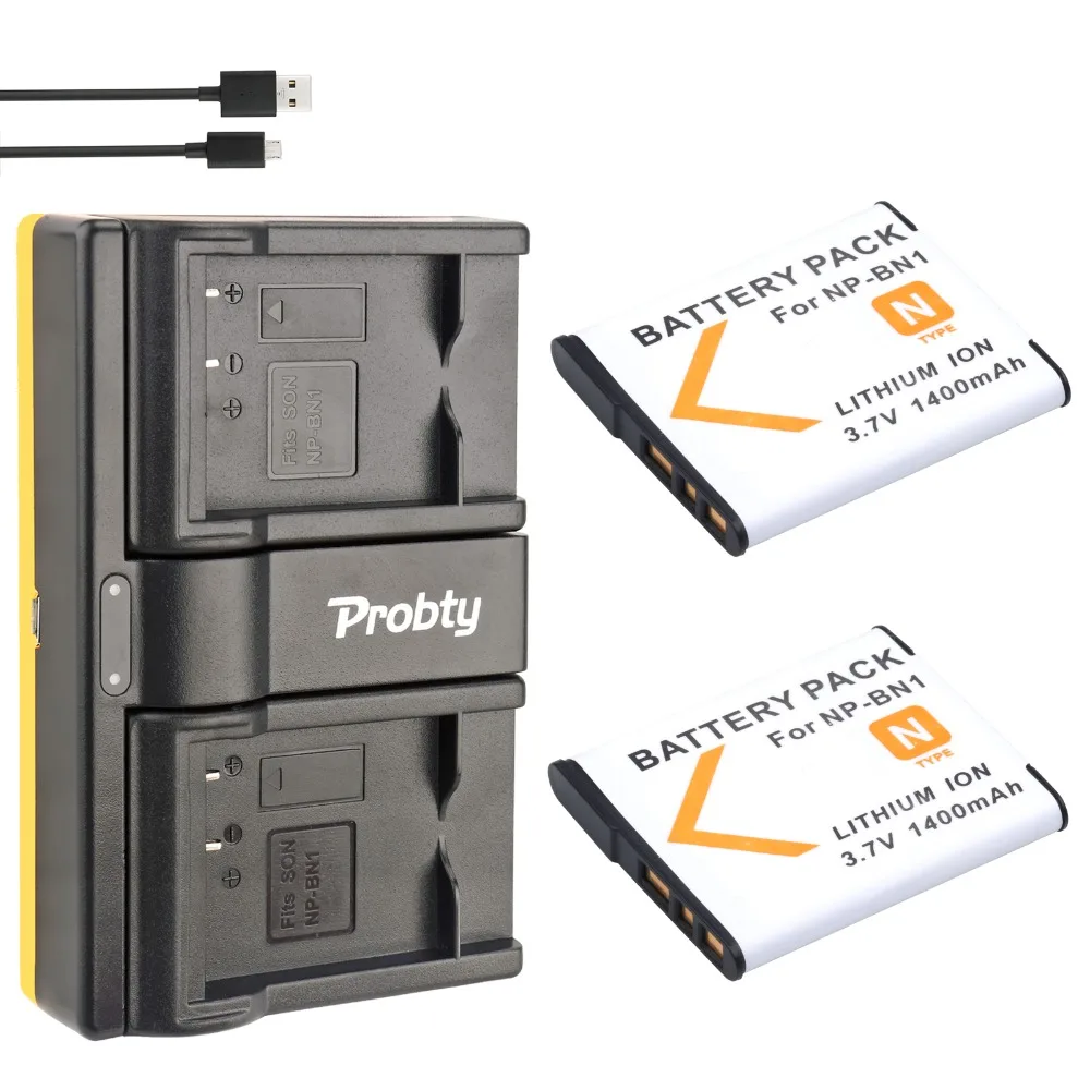 Probty 2 шт. NP BN1 Камера Батарея + USB Dual Зарядное устройство для SONY DSC W630 W570 WX100 WX150 TX7C W510