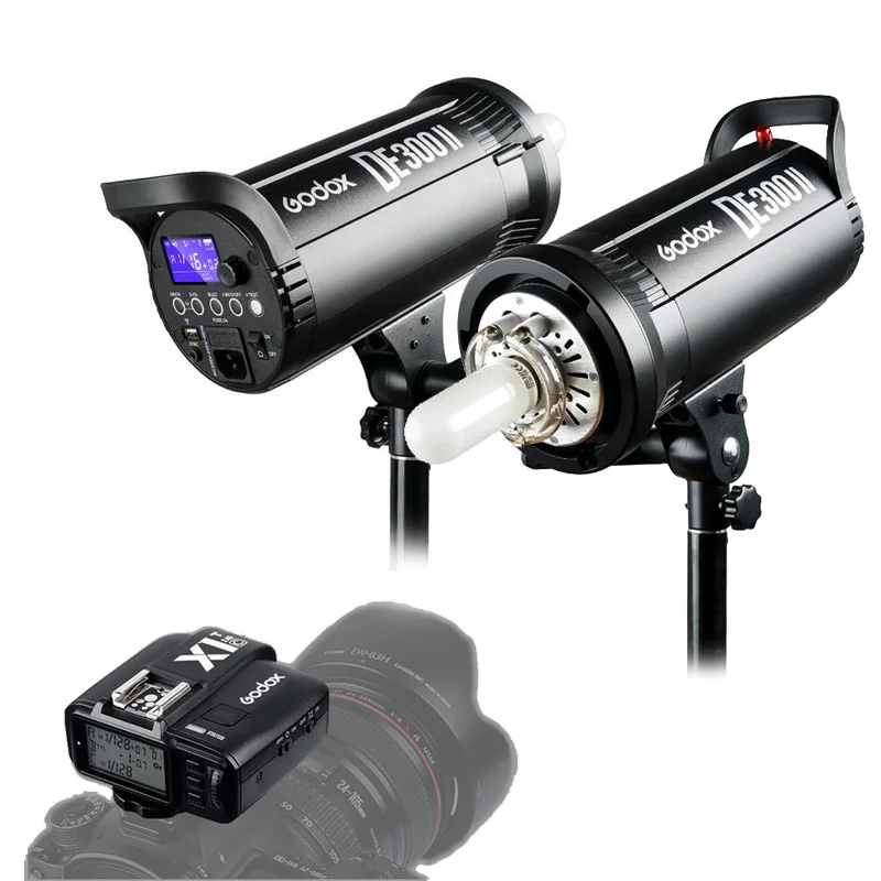 Набор студисветильник вспышек Godox 2x DE300II 300Ws + X1 2 4 ГГц 300 Вт|Фотовспышки| |