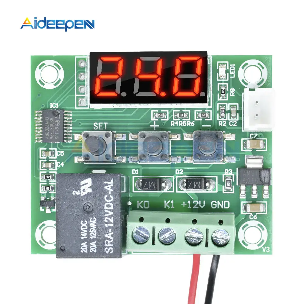 Red W1209 AC 110 V-220 V Цифровой термостат контроль температуры переключатель контроллер термометра тепло холодный синий/красный/белый/зеленый дисплей - Цвет: Red