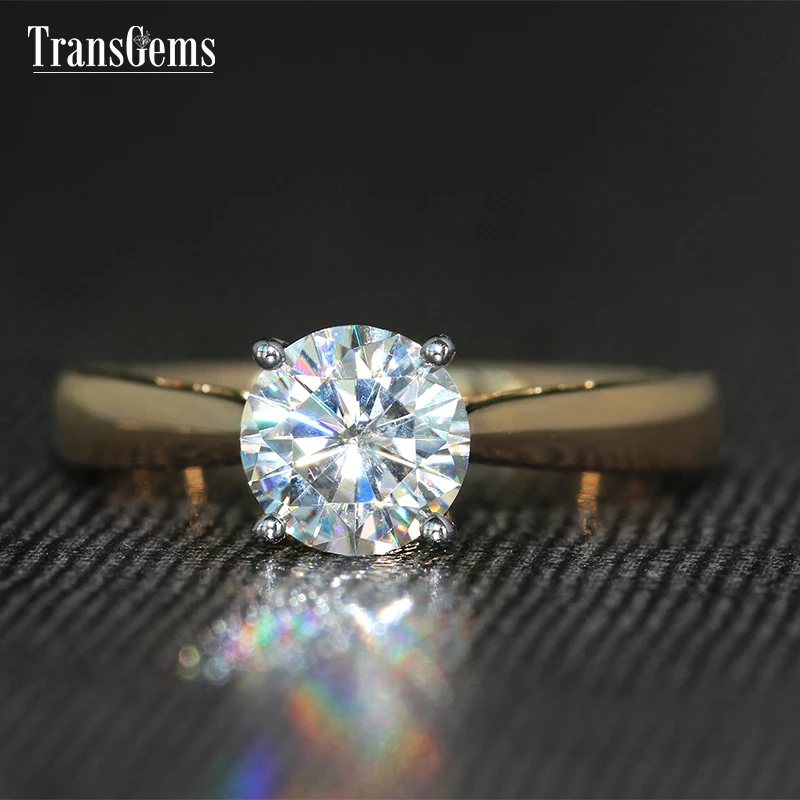 Женское Обручальное Кольцо Transgems белое золото 14 к диаметр 6 5 мм F цвет moissanite