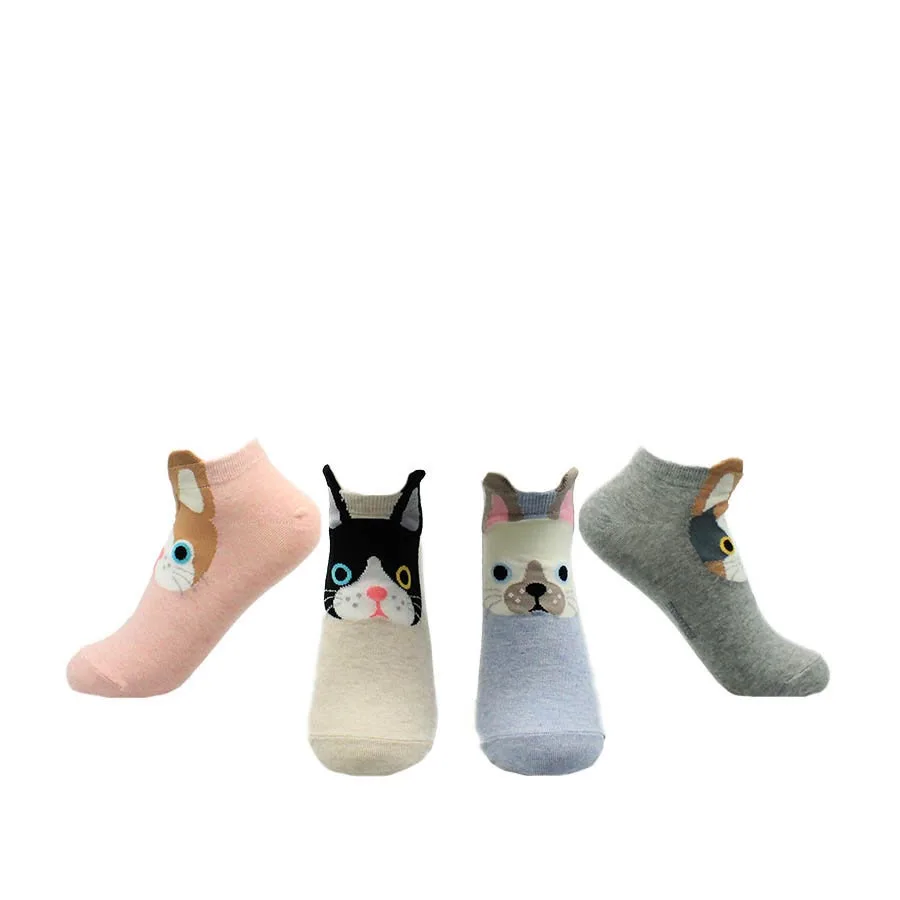 [EIOISAPRA] Милые мопса носки со смешным рисунком для женщин стерео уши собака жизни