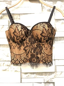 Женский кружевной жилет без рукавов, для ночного клуба, танцев, выступлений, сексуальный бюстье, укороченные топы, 2019