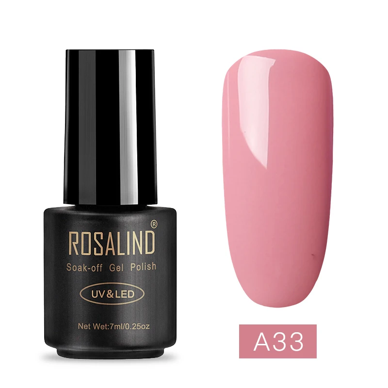 A33 ROSALIND Гель-лак Гибридный неоновый Гель-лак для ногтей Набор для маникюра Полупостоянный УФ светодиодный праймер верхнее покрытие ногтей художественный Гель-лак для ногтей - Цвет: A33