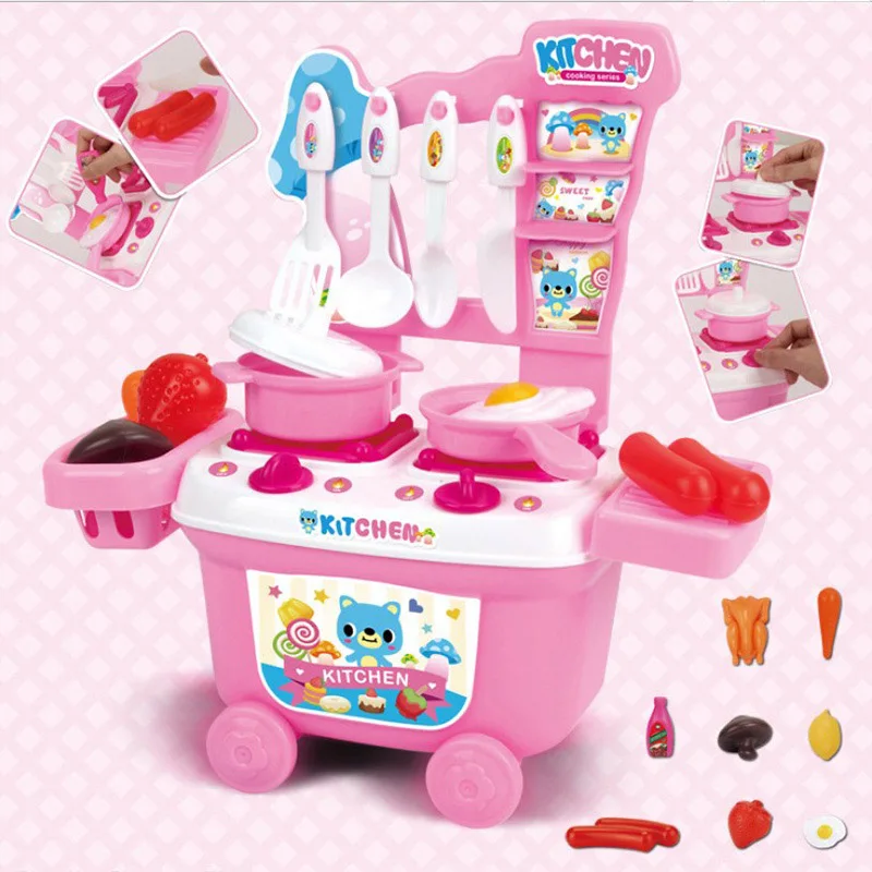 Розовый/синий Счастливый Diy ролевые игры кухонные игрушки Фрукты пищевой