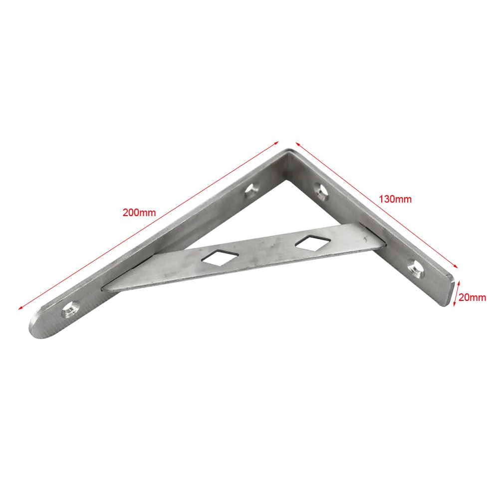 8 Inch 200x130mm Stainless Steel Triangle Shelf Bracket 20mm Width 8&quot Removable Support Furniture Brackets | Обустройство дома