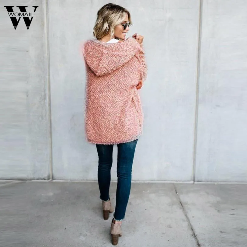 Womail 2017 Для женщин с длинным рукавом кардиган свободные свитера Толстовки пальто