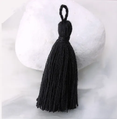 Black 10pcs Кисточкой Длина 55 мм хлопок кисточка подвесной кулон DIY Изготовление сережек аксессуары шитья одежды украшения дома 10 шт - Цвет: Black 10pcs