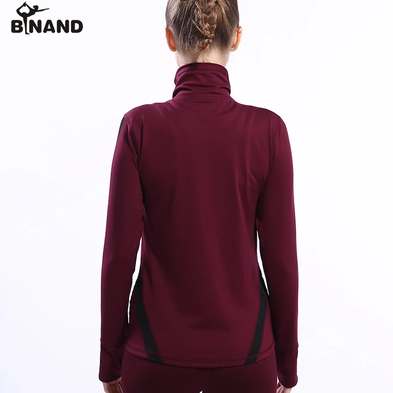 BINAND для женщин бег молнии куртки с длинным рукавом Чистая Пряжа Сращивание