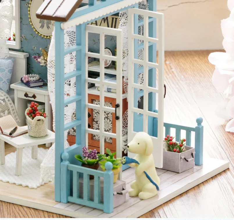 Кукольный дом Diy деревянный кукольный дом DIY 1:12 Кукольный Миниатюрный дом аксессуары/фарфор/мебель деревянная игрушка дом замок игрушки