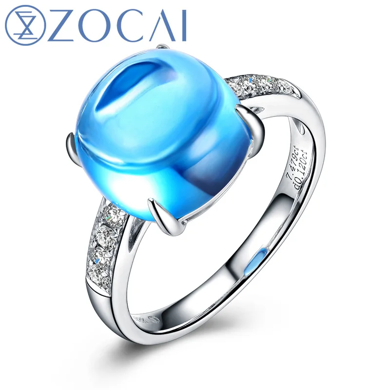 ZOCAI 2014 Новое поступление синий Секрет 7 0 CT натуральный топаз с 12 ct настоящий
