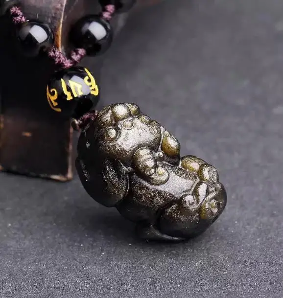 Natural Jin Yao Shi Cai Yan Obsidian Couple Pendant Men and women Lucky Fortune Transit pendant o34# | Украшения и аксессуары