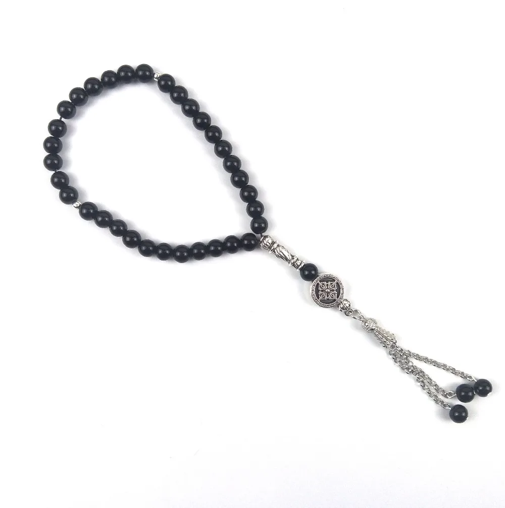 Натуральный оникс 8 мм камень мусульманская молитва бусы исламский Tasbih Бог