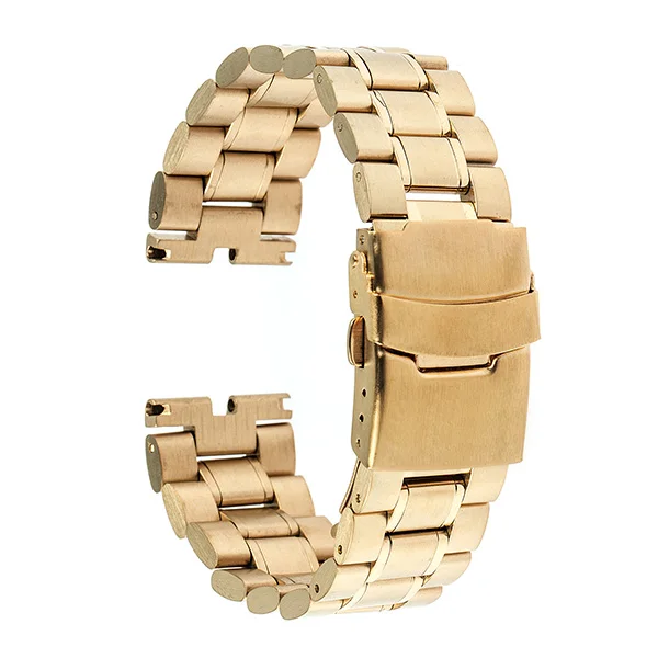Gold Ремешок для часов из нержавеющей стали 22 мм для Motorola Moto 360 1 1st Gen безопасный ремешок с пряжкой браслет на запястье черный золотой серебряный - Цвет ремешка: Gold