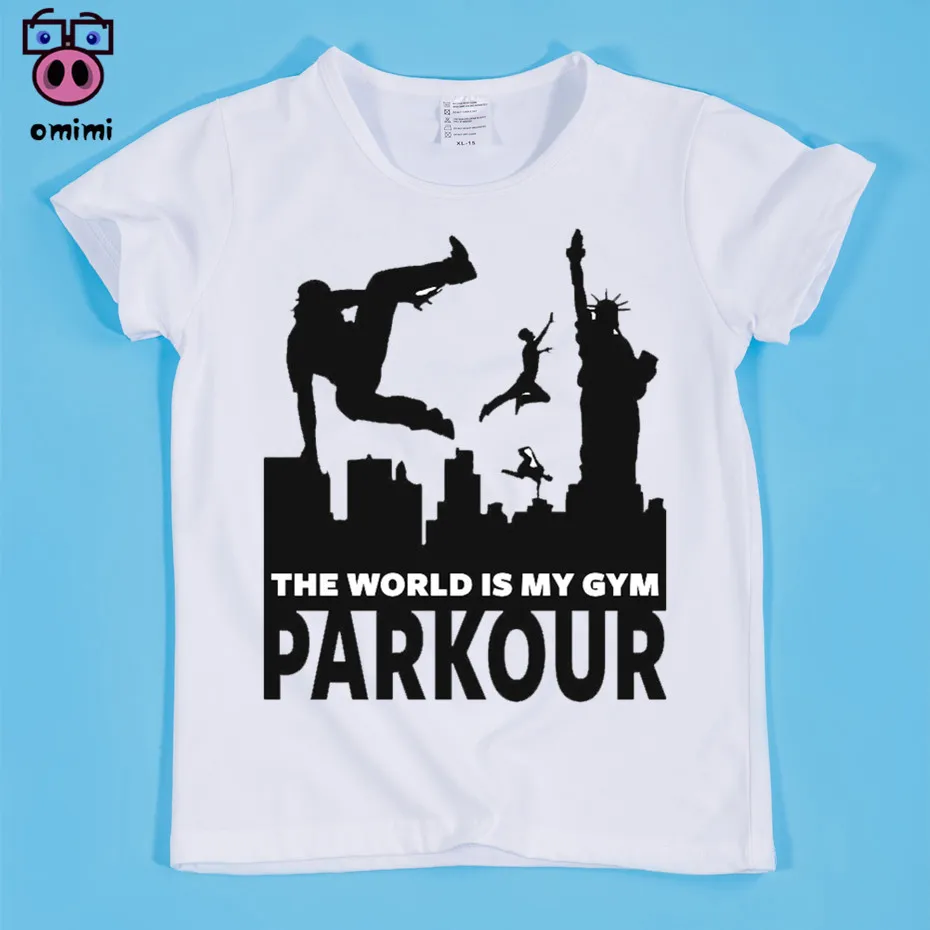 Для детей 2-14 лет Детская футболка с забавным принтом в стиле паркур 2019 Мягкая