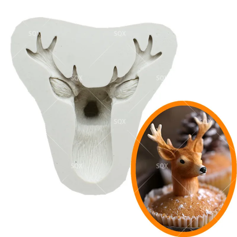 3D Рождество в форме оленя Fondant (сахарная) торта Формы для выпечки инструменты