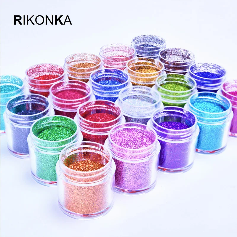 Rikonka 1 бутылка голографический блестящий для ногтей порошок Сияющий сахар лак для ногтей горячая Распродажа Пыль порошок украшения для ногтей 21 цвет