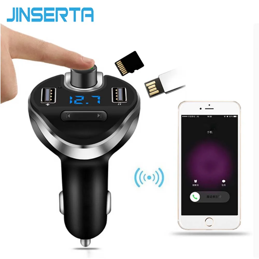 Автомобильный MP3 аудио плеер JINSERTA Bluetooth FM передатчик беспроводной модулятор