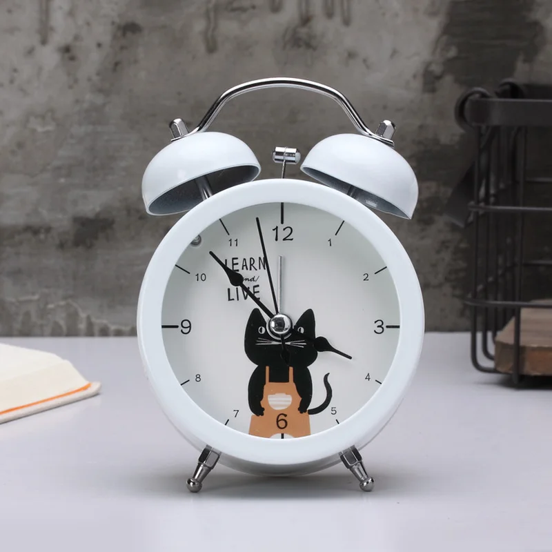 Творческий Круглый Малый Настольный Будильник Мини Металл Ночная маленький