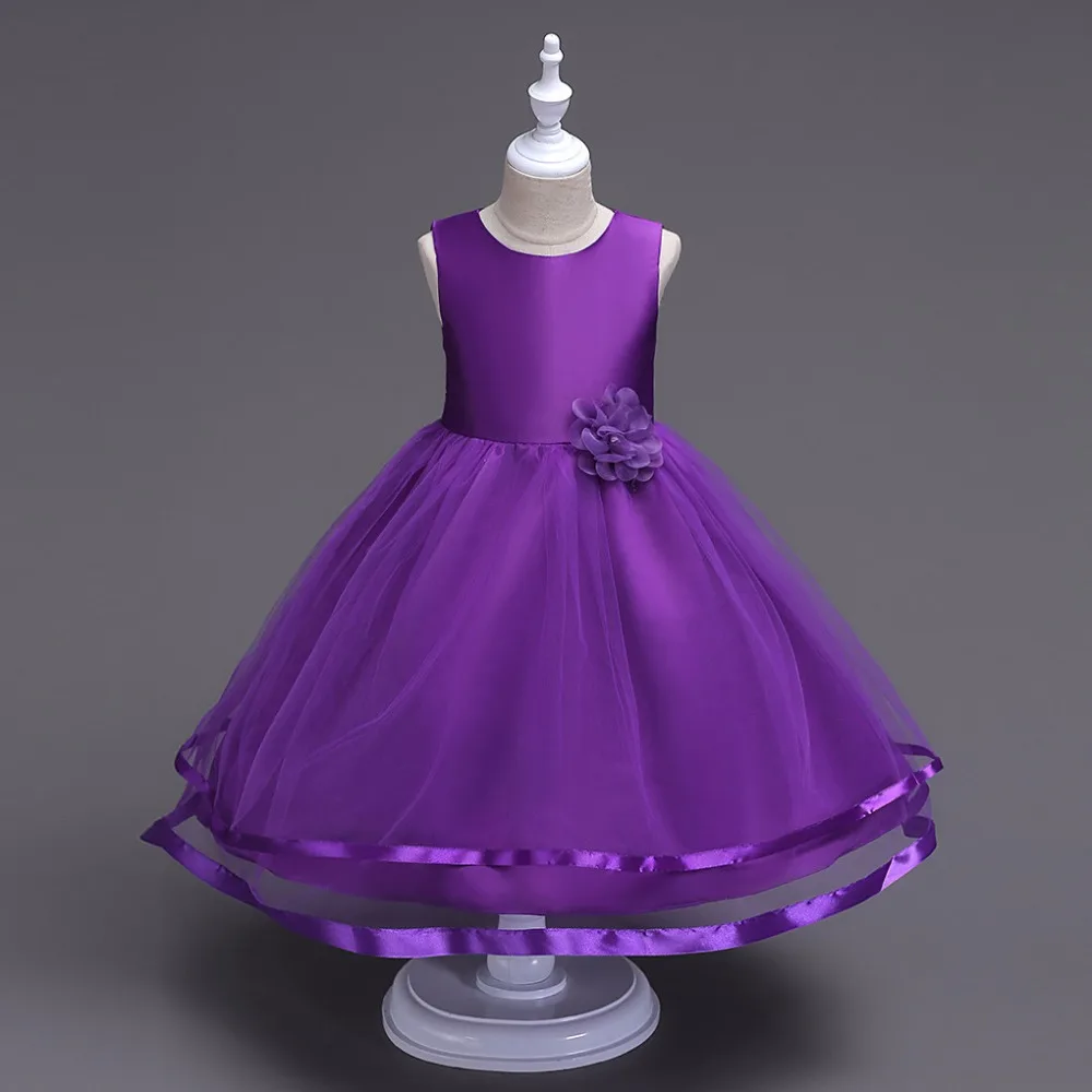 Girl's Purple Evening Dress Princess Flower Baby's New Clothes Children's Party Fashion | Детская одежда и обувь