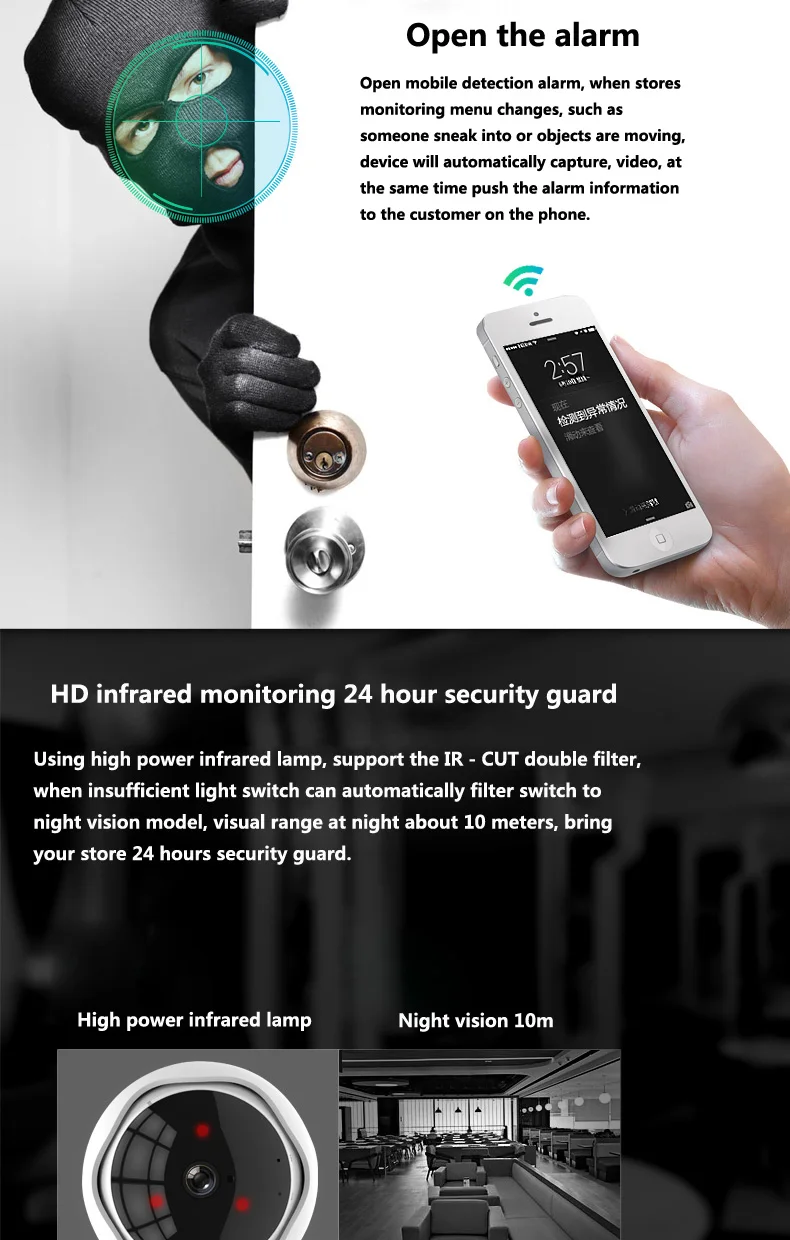 Панорамная Беспроводная панорамная камера 5MP XM 360 degree, сетевая WiFi, ip-камера безопасности рыбий глаз, встроенный микрофон