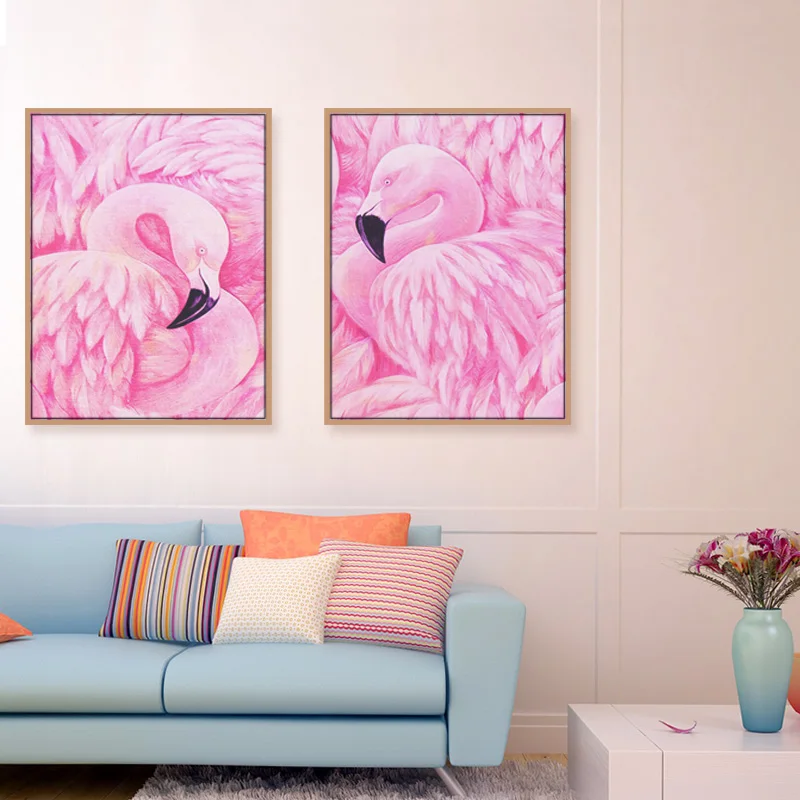 Постер в скандинавском стиле с изображением фламинго животных печать на холсте