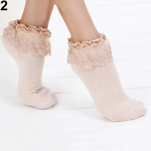 Милые Дышащие носки в винтажном стиле с оборками и кружевом для девочек