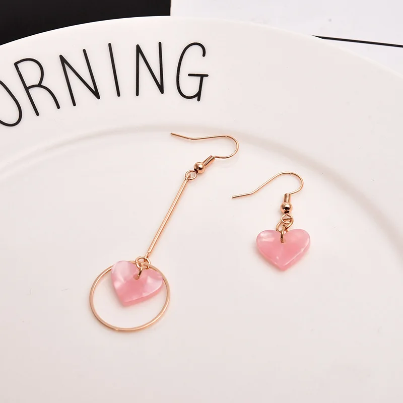 Женские ассиметричные Серьги-пусеты в виде сердца серьги из розового сплава 4g 2019